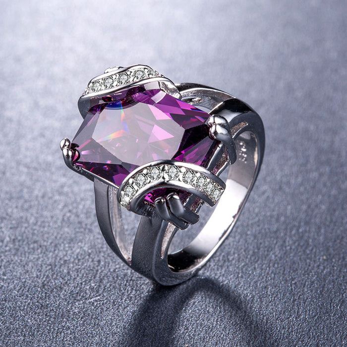 Zircon silver plated ladies ring European and American style wholesale