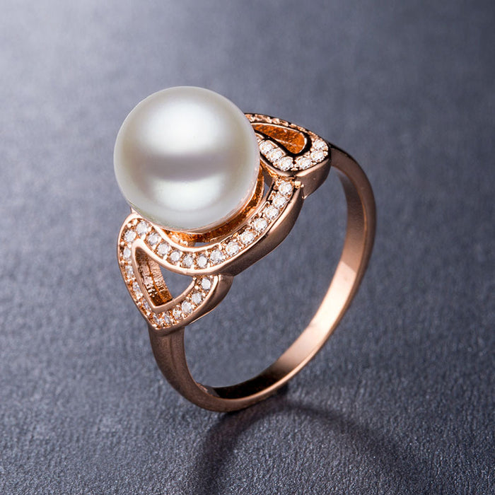 pearl ring silver plated ladies gemstone ring wholesale