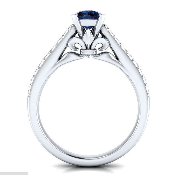 Blue and White Zircon Simple Women Ring Silver Plated Fashion Jewelry Wholesale