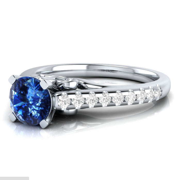 Blue and White Zircon Simple Women Ring Silver Plated Fashion Jewelry Wholesale