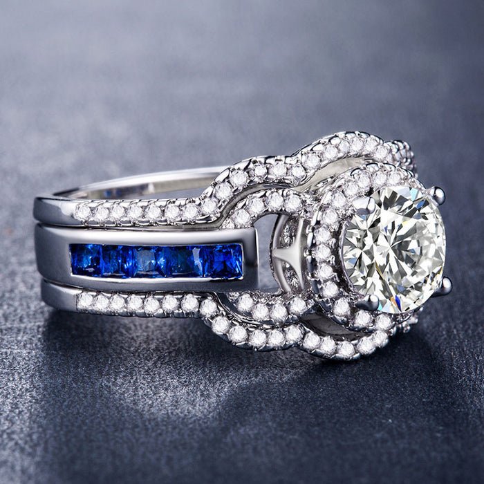 Exaggerated creative zircon ring silver plated gold plated women's jewelry wholesale