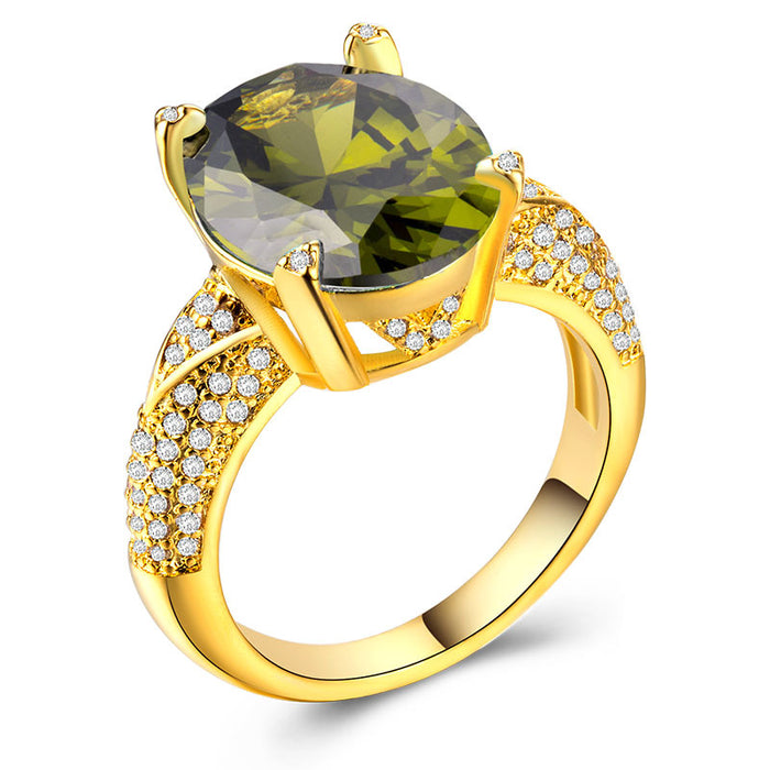 18k gold plated fashionable zircon ladies ring European and American jewelry wholesale