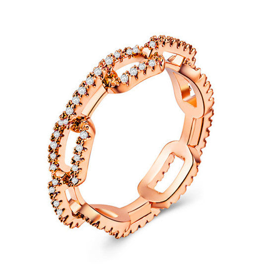 Creative chain ring silver plated rose gold female ring