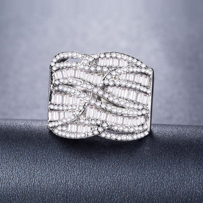 European and American women's zircon ring silver plated ring factory wholesale