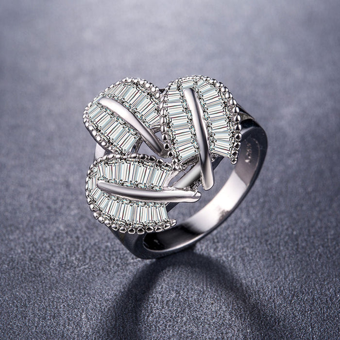 Creative Wings Zircon Ring Silver Plated Women Jewelry Wholesale