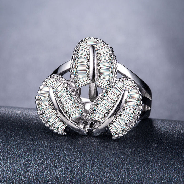 Creative Wings Zircon Ring Silver Plated Women Jewelry Wholesale