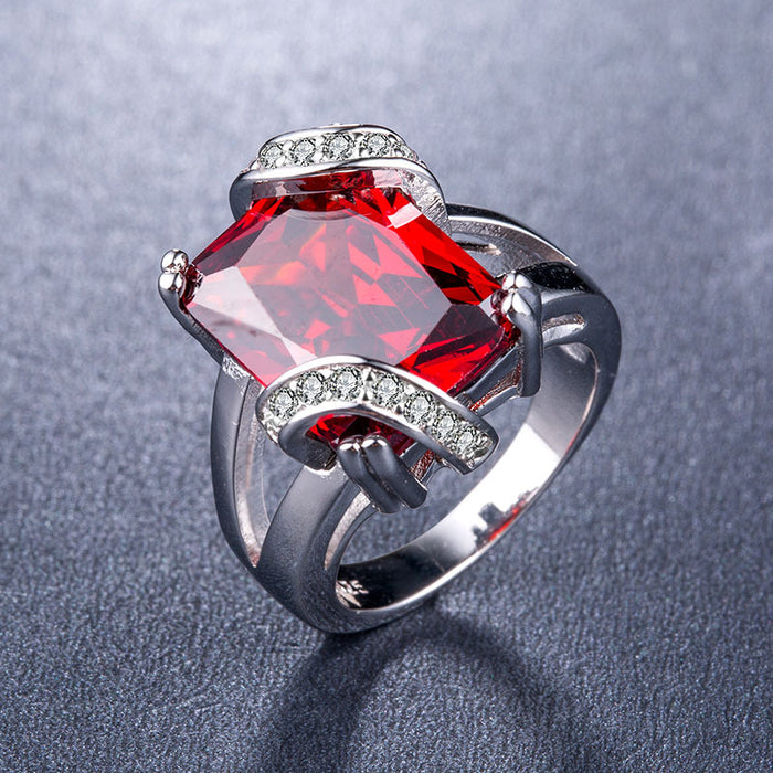 Zircon silver plated ladies ring European and American style wholesale