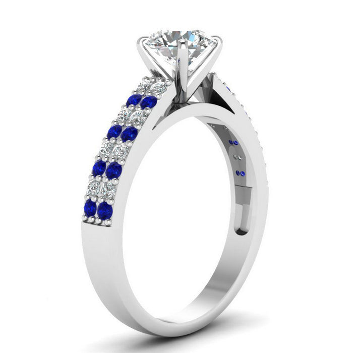 Blue zircon ladies silver plated ring European and American jewelry wholesale