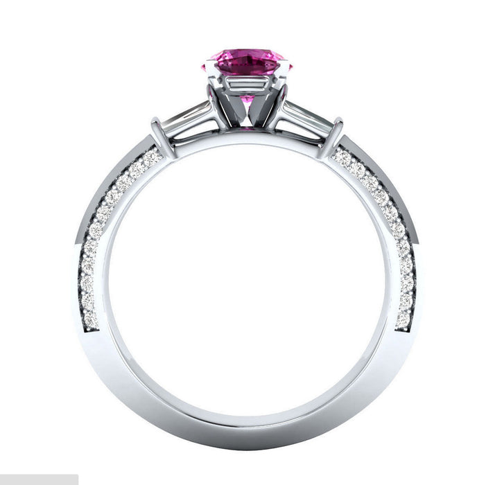 Pink zircon women's ring silver plated rose gold jewelry wholesale