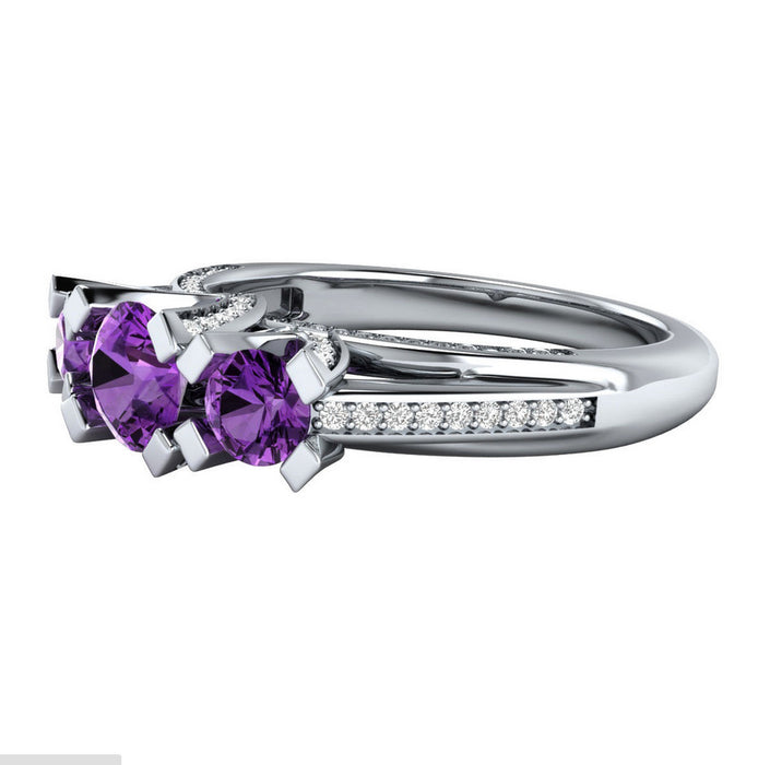 Elegant zircon ring silver plated luxury vintage wholesale - wallojewerly 