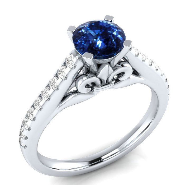 Blue and White Zircon Simple Women Ring Silver Plated Fashion Jewelry Wholesale