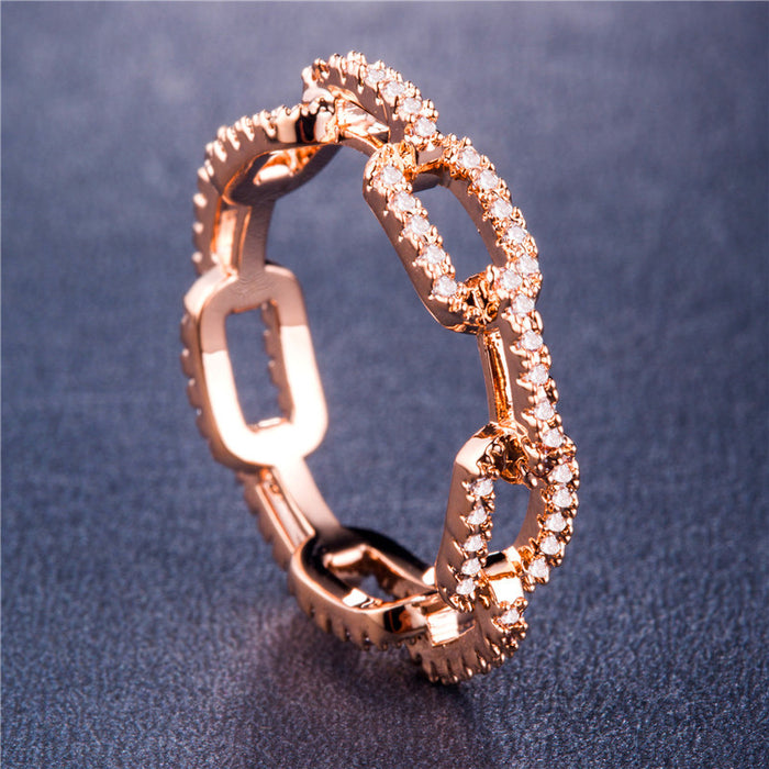 Creative chain ring silver plated rose gold female ring