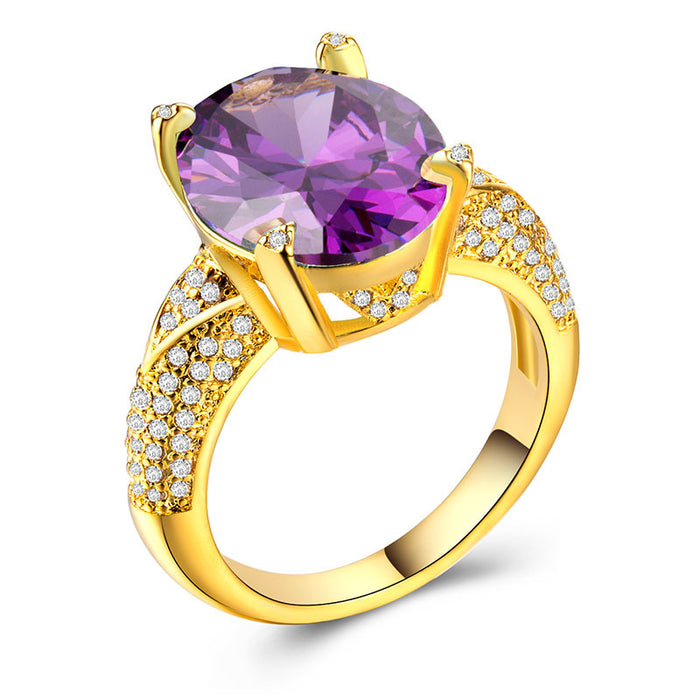 18k gold plated fashionable zircon ladies ring European and American jewelry wholesale