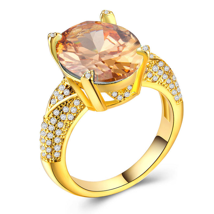 18k gold plated fashionable zircon ladies ring European and American jewelry wholesale