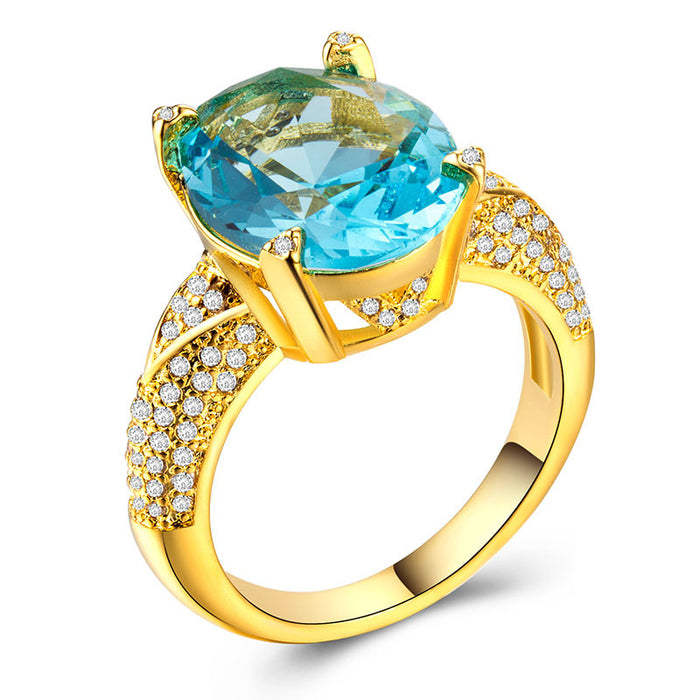 18k gold plated fashionable zircon ladies ring European and American jewelry wholesale