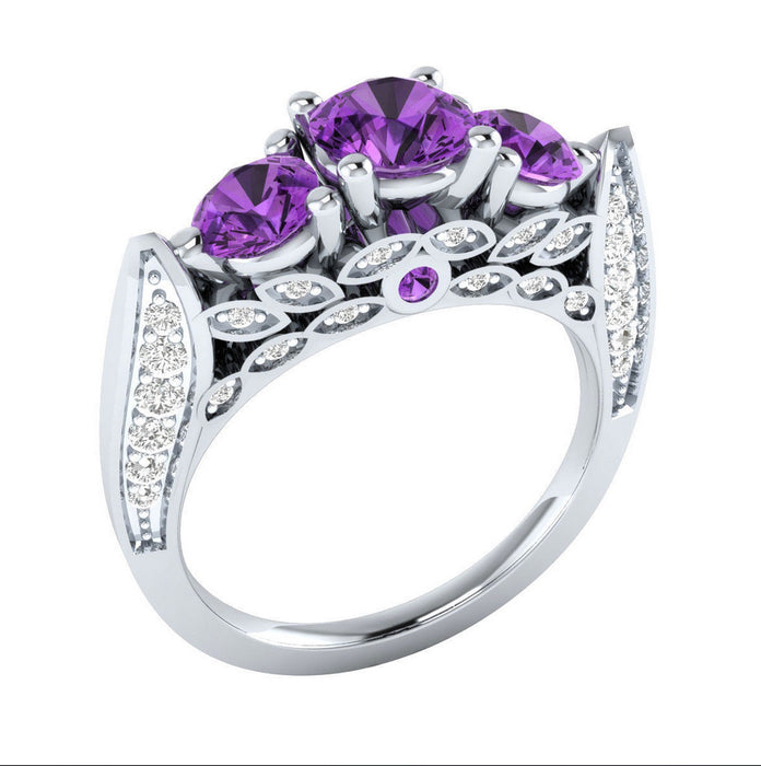 Colored Zircon Women Ring Silver Plated Fashion Jewelry Wholesale