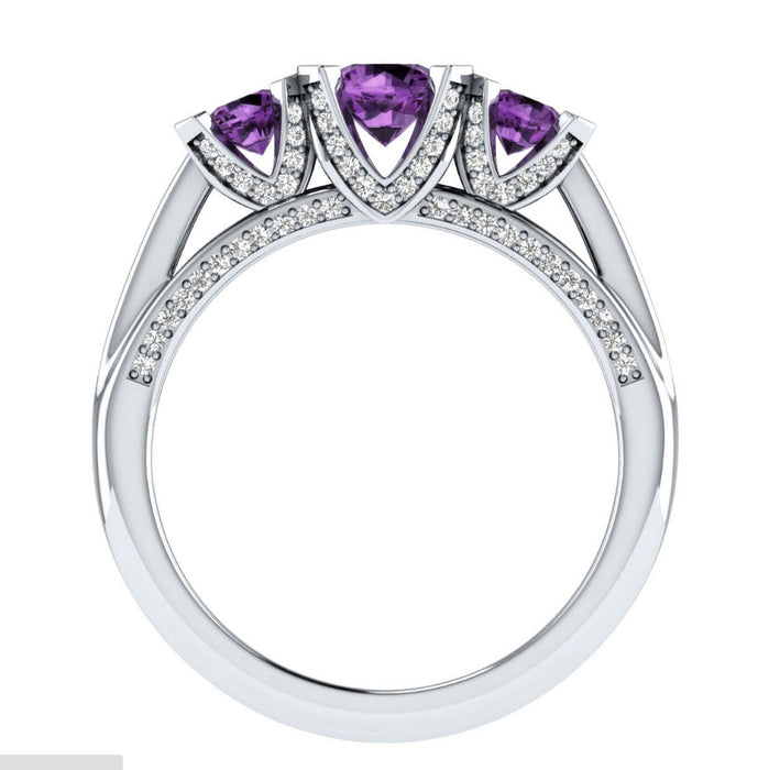 Elegant zircon ring silver plated luxury vintage wholesale - wallojewerly 