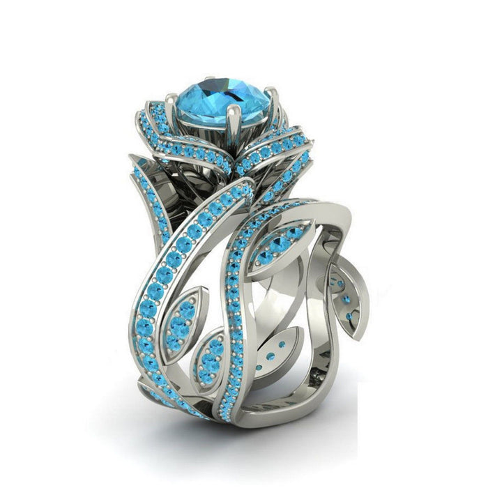 Creative heart-shaped black gold plated zircon ring European and American wholesale