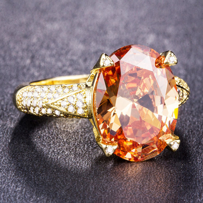 18k gold plated fashionable zircon ladies ring European and American jewelry wholesale