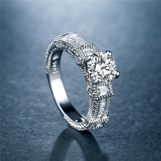 European and American platinum-plated fashionable zircon ladies' ring personalized design hot selling jewelry