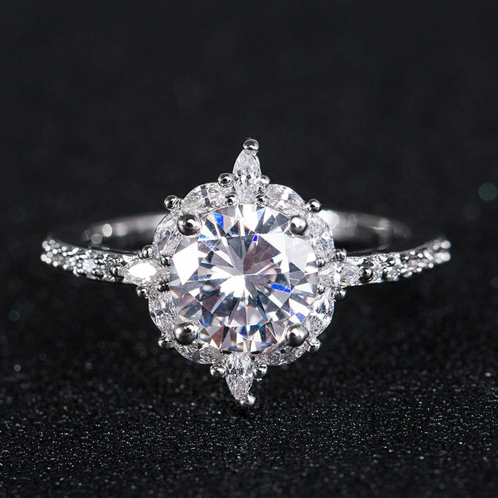 Imitation diamond silver plated zircon ring fashion women's jewelry