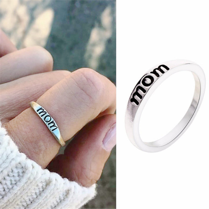 MOM Mother's Day Ring Silver Plated Zircon Jewelry Wholesale