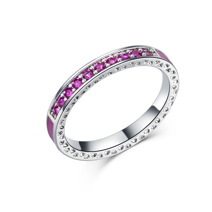 Anillo doble de circonita de imitación de diamante multicolor, joyería de moda europea y americana para damas