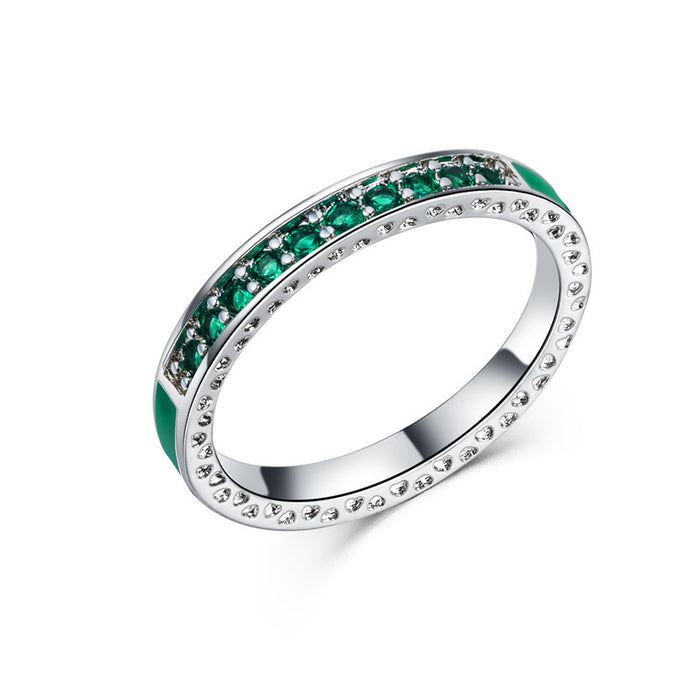 Anillo doble de circonita de imitación de diamante multicolor, joyería de moda europea y americana para damas