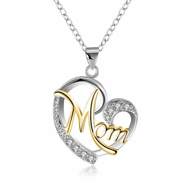 Collar con colgante de diamantes en forma de corazón, regalo para el Día de la Madre