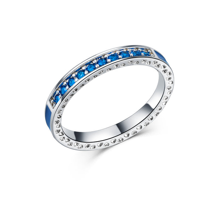 Anillo doble de circonita de imitación de diamante multicolor, joyería de moda europea y americana para damas