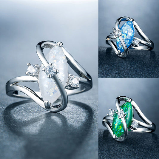 European and American imitation Australian gemstone platinum plated ring fashion jewelry wholesale