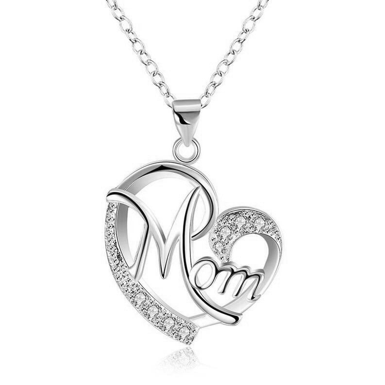 Collar con colgante de diamantes en forma de corazón, regalo para el Día de la Madre