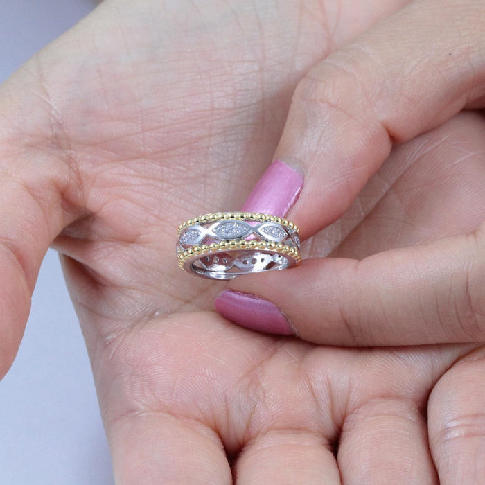 Fashionable color separation zircon ladies ring European and American OL style new style