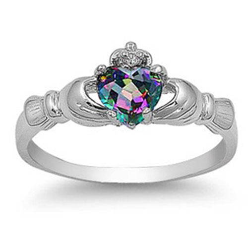 Multi-color hand holding heart shape women's ring zircon imitation diamond fashion jewelry