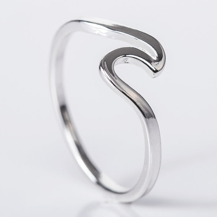 Wave ring simple silver-plated ring popular jewelry