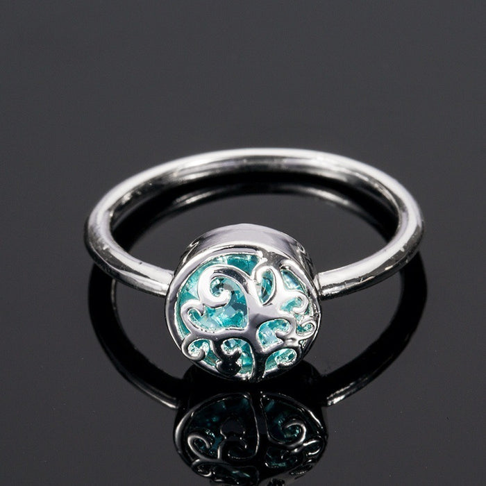 Green crystal tree of life ring elegant women's jewelry new product