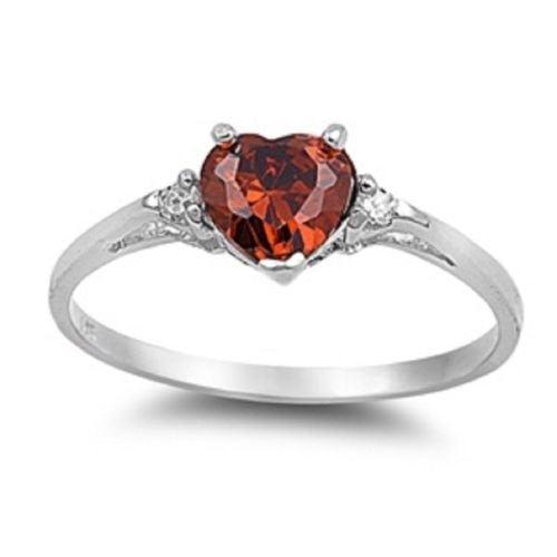 Anillo de plata bañada en cobre con circonitas en forma de corazón y diamantes para mujer