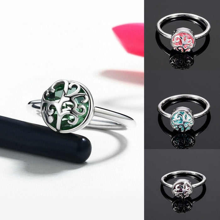 Green crystal tree of life ring elegant women's jewelry new product