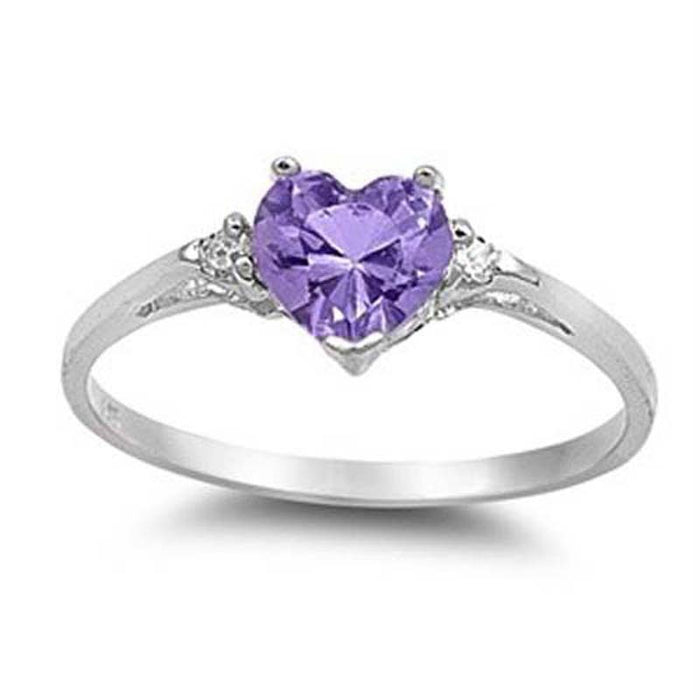 Anillo de plata bañada en cobre con circonitas en forma de corazón y diamantes para mujer