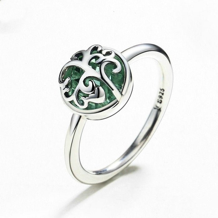 Green crystal tree of life ring elegant women's jewelry new product