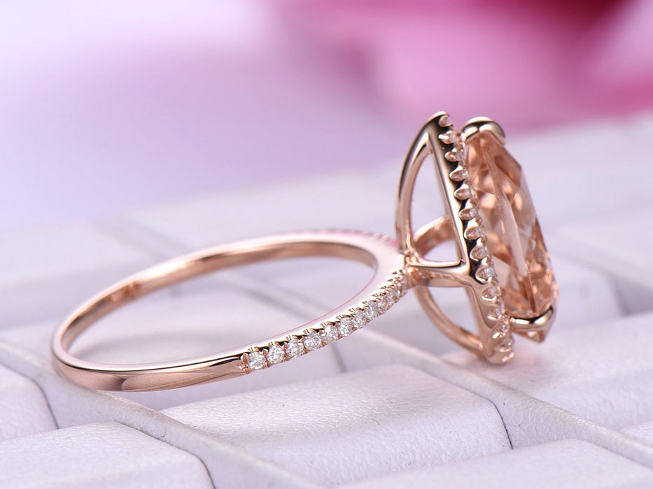 Large teardrop-shaped gemstone ring luxury rose gold plated