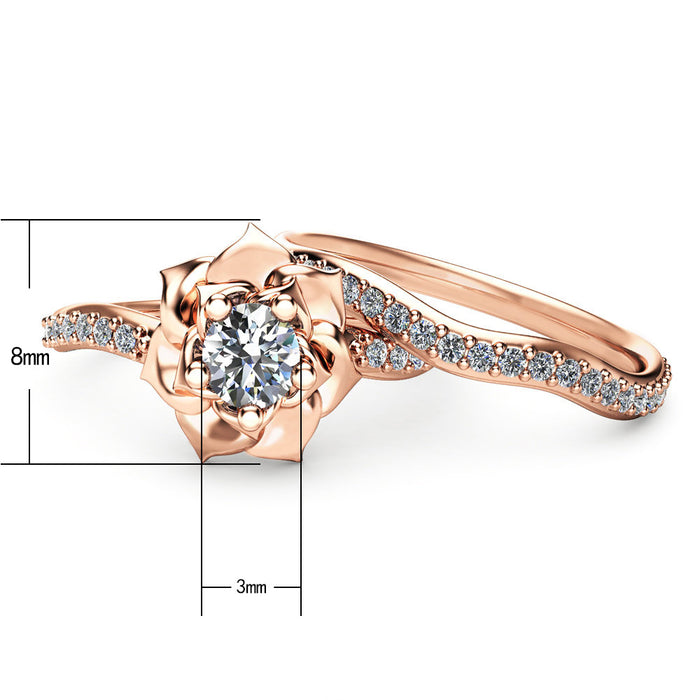 Wavy rose copper plated rose gold couple ring