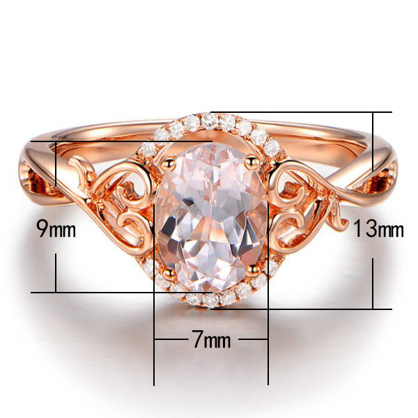 Anillo de propuesta de mujer con diamantes de imitación color champán y rosa