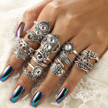 Vintage Heart Opal Rings - 6pcs Set