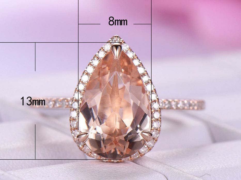 Large teardrop-shaped gemstone ring luxury rose gold plated