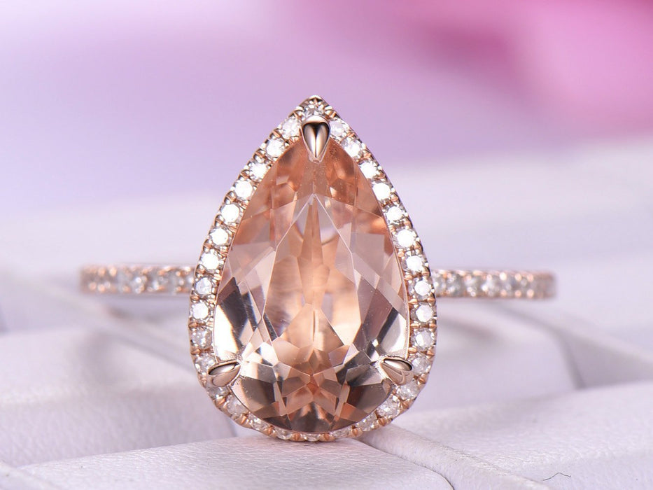 Large teardrop-shaped gemstone ring luxury rose gold plated