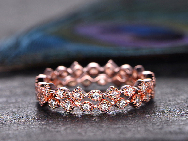 Light luxury square diamond zircon women's ring exquisite rose gold plated couple ring