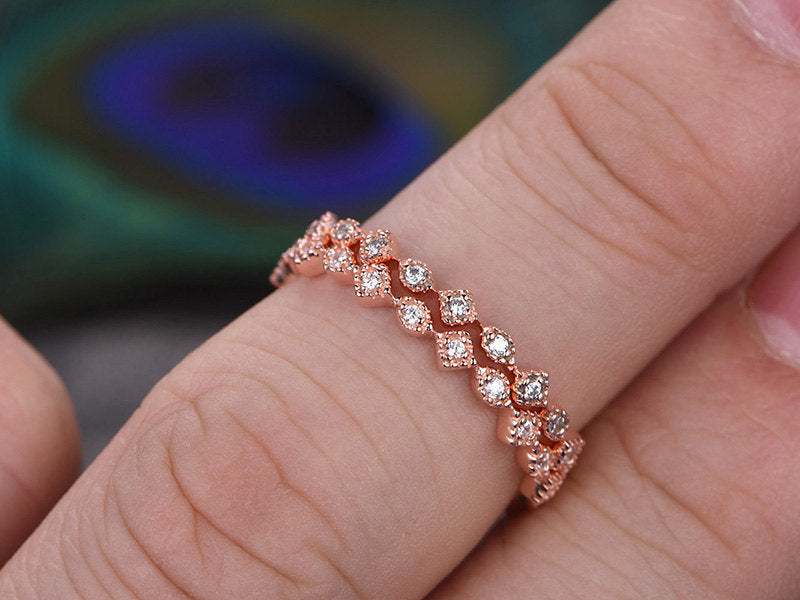 Light luxury square diamond zircon women's ring exquisite rose gold plated couple ring