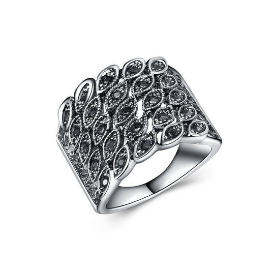 Exaggerated Silver Plated Alloy Crystal Women's Ring Party Jewelry