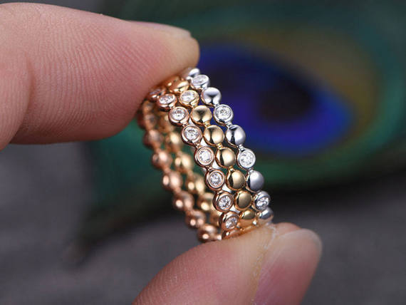 Creative Plant Wrap Ring Rose Gold Plated Zircon Women's Jewelry